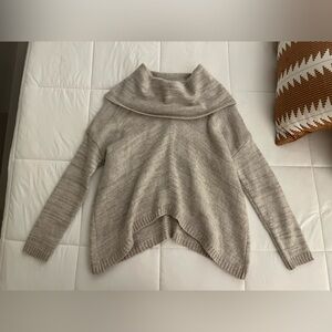 Express Cream Cowl Neck Sweater with Ribbed Texture